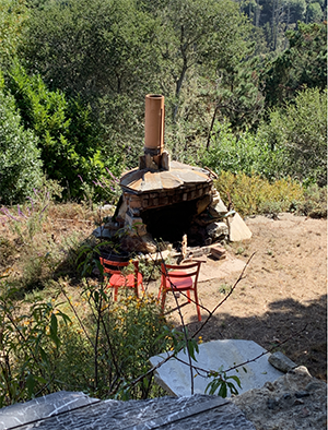 An outdoor stone oven